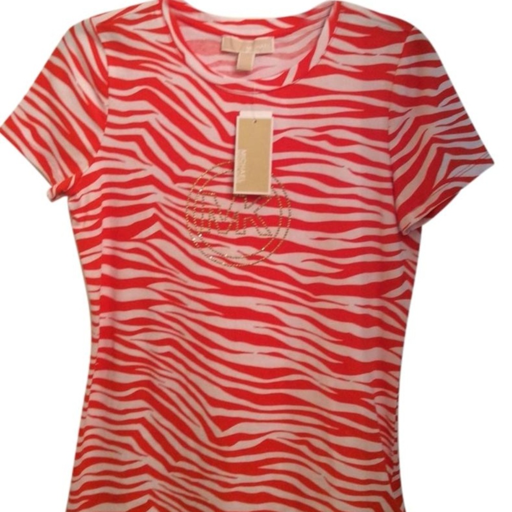 t shirt mk michael kors animal print top small MK no tag